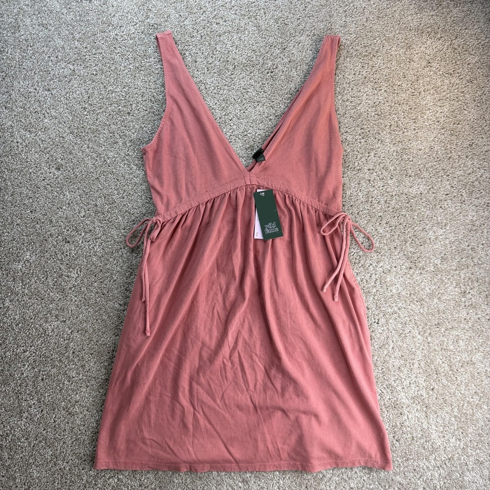 Wild Fable Dress Womens S Red Sleeveless V-Neck Adjustable Tie Jersey Sundress